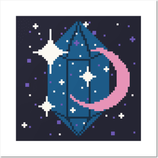 Cosmic magic pixel art starry sky Posters and Art